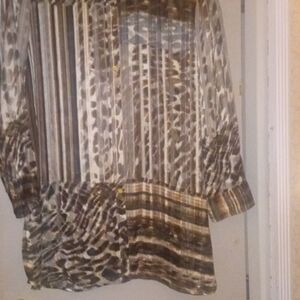 Chico's Brown and Tan Patterned Top